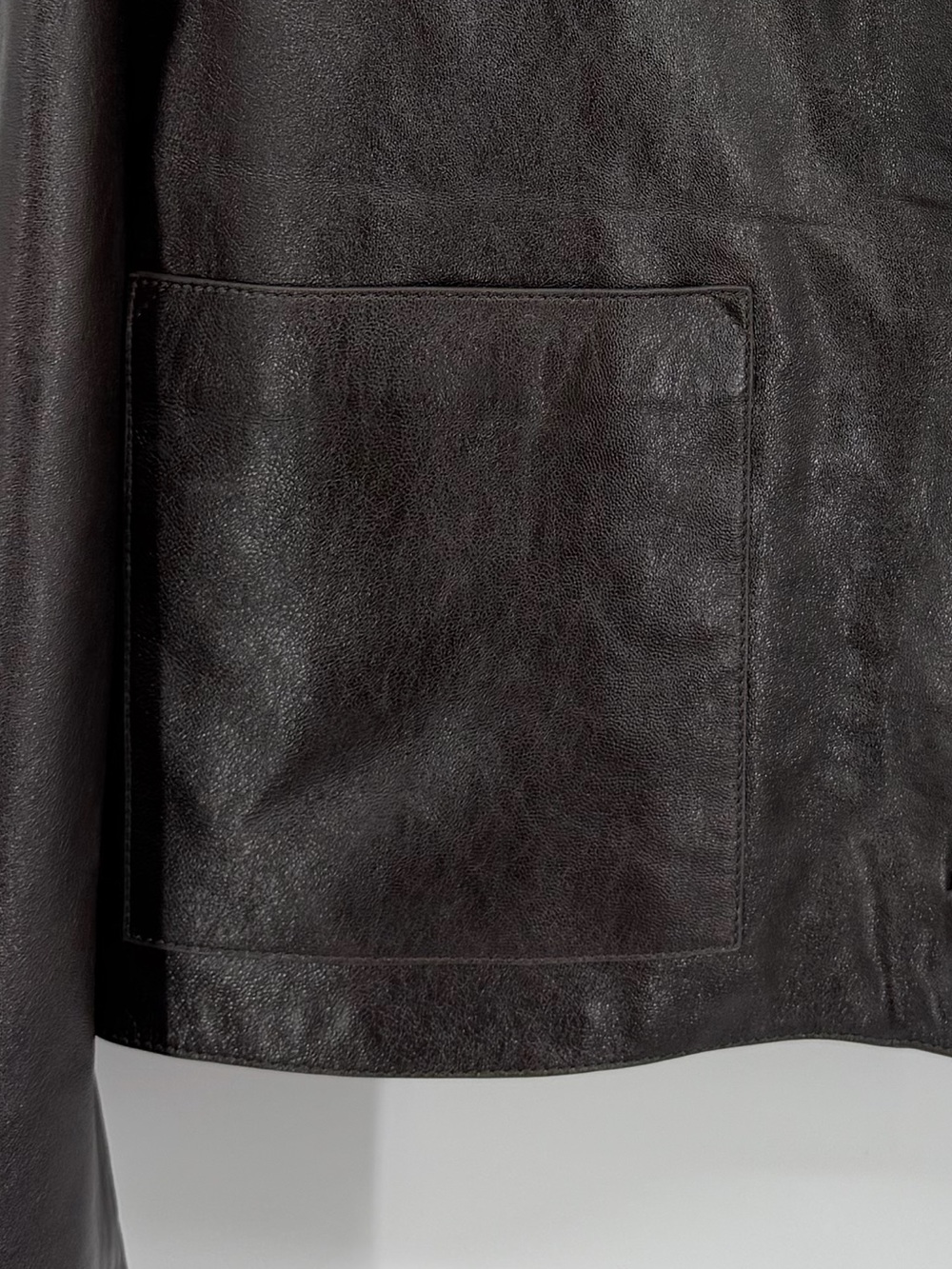 Massimo Dutti Cropped Nappa Sheep Leather Jacket Dark Brown Size L - Picture 3 of 12